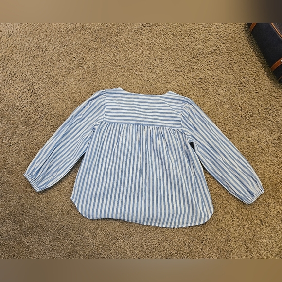 Workshop Republic Clothing Blue and White Striped, Tie Front Boho Top, Size XS - Picture 5 of 6